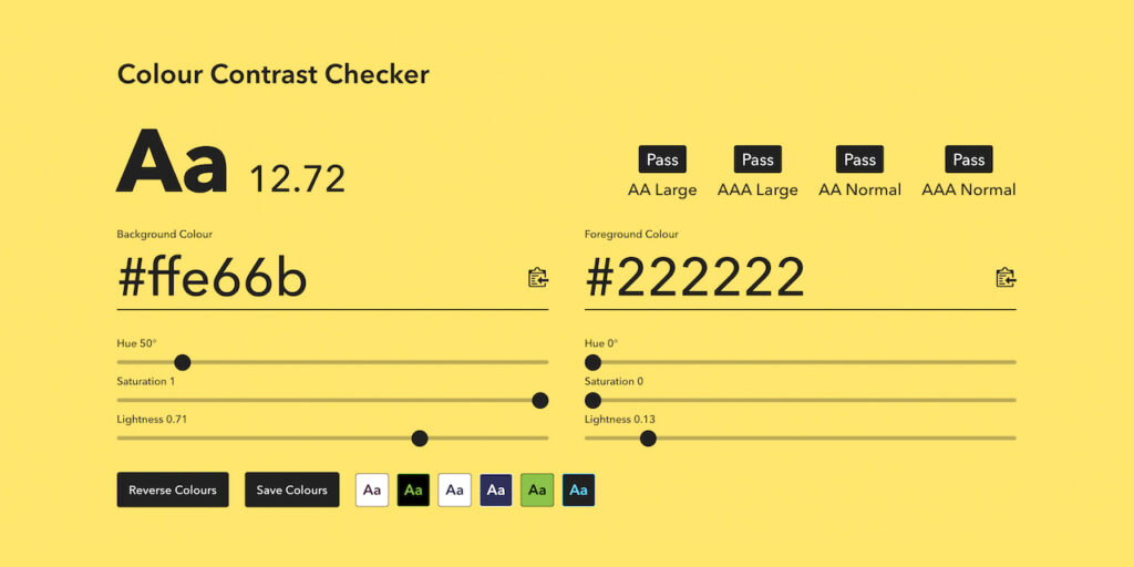 Example image of a colour contrast checker 