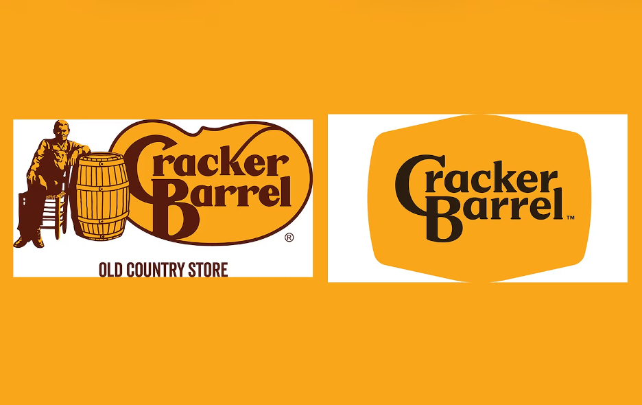 Cracker Barrel old logo and new logo shown side by side