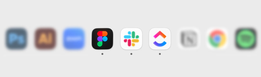 app icons in a computer dock